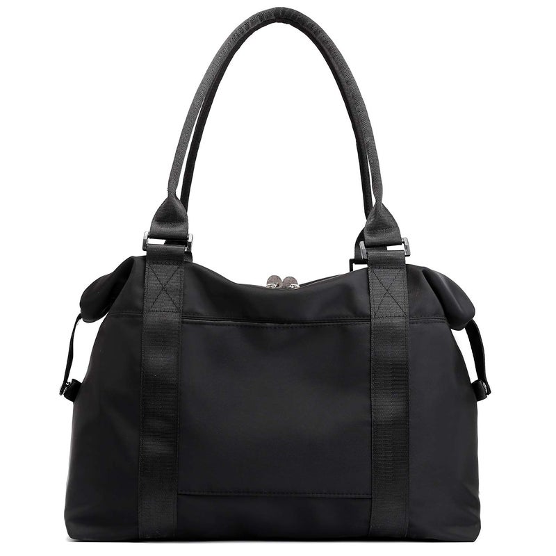 forestfish Duffle Tote Bag Weekender Bags for Women Travel with Trolley Sleeve, Black - Image 1