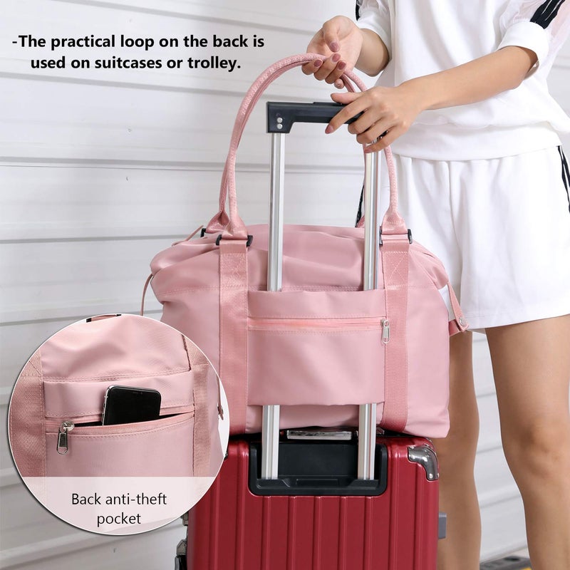 forestfish Duffle Tote Bag Weekender Bags for Women Travel with Trolley Sleeve, Black - Image 5