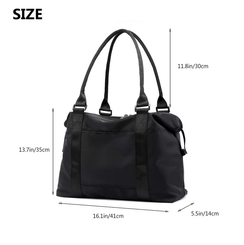 forestfish Duffle Tote Bag Weekender Bags for Women Travel with Trolley Sleeve, Black - Image 3