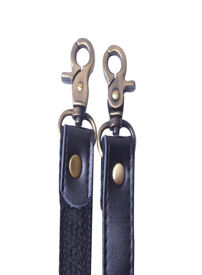 Wento Leather Purses Straps, Lobster Hook, Black, 24'' Length, 0.78'' Width, Real Leather Sewing Canvas Backing, Replacement Purse Straps - Image 2