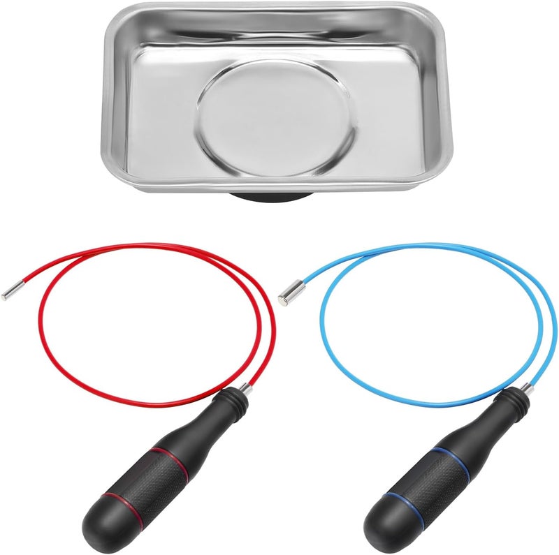 VASTOOLS Thin Flexible Magnetic Pickup Tool Set,28",4mm Flexible Magnet,7mm Flexible Magnet,Long Magnetic Pickup Tool,Mini Magnetic tray,Mini Magnet for the Smallest Gaps - Image 1