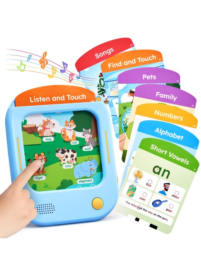 JoyCat Kids Learning Tablet – Screen-Free Tap-to-Read Flash Cards with 156 Pages, Montessori Educational Toy for Alphabet, Phonics, Math & Games (Ages 2–6) - Image 1