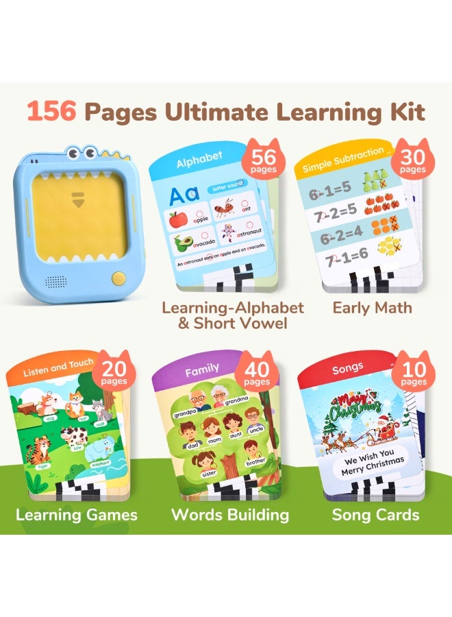 JoyCat Kids Learning Tablet – Screen-Free Tap-to-Read Flash Cards with 156 Pages, Montessori Educational Toy for Alphabet, Phonics, Math & Games (Ages 2–6) - Image 3