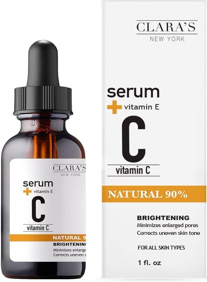 CLARA'S NEW YORK | Vitamin C Facial Serum | with Hyaluronic Acid, Ascorbic Acid, Niacinamide, Probiotics | Reduce Dark Spot, Acne, Scars |Brightening, Antioxidant, Minimize pores |30ml | Made In USA - Image 1