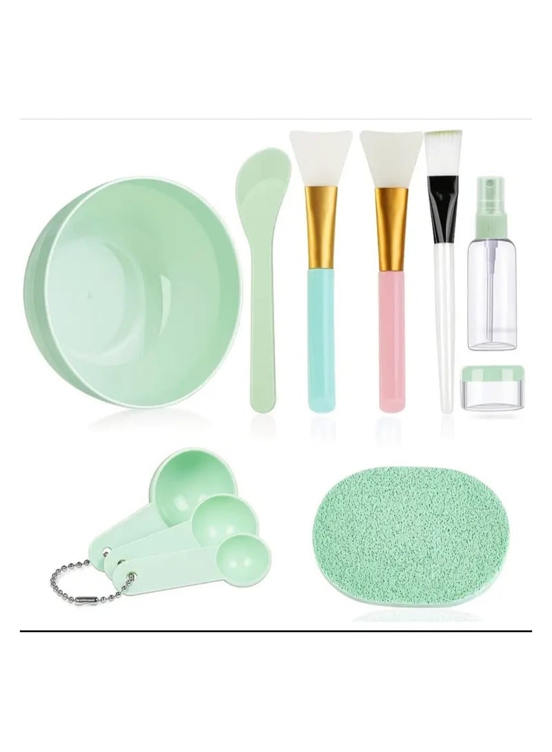 BOLREUS 11 Pcs Face Mask Mixing Bowl Set, DIY Facemask Mixing Tool kit With Facial mask Bowl Stick Spatula Silicone Brush Spray Bottle Puff Soaking Bottle Gauges