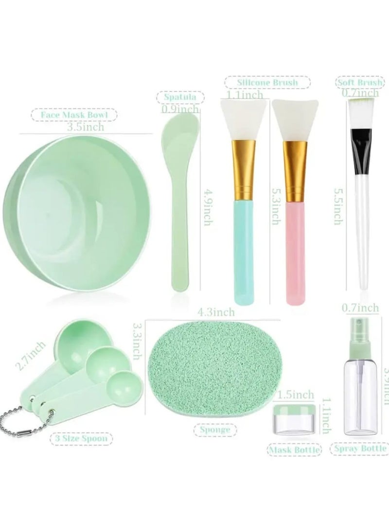 BOLREUS 11 Pcs Face Mask Mixing Bowl Set, DIY Facemask Mixing Tool kit With Facial mask Bowl Stick Spatula Silicone Brush Spray Bottle Puff Soaking Bottle Gauges - Image 4