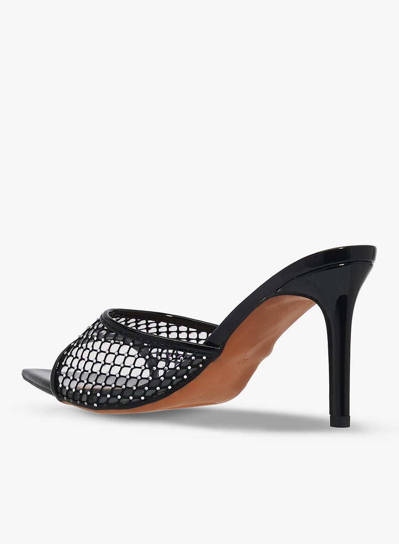 Ginger Mesh Rhinestone Detail Embellished High Heel Sandals - Image 3