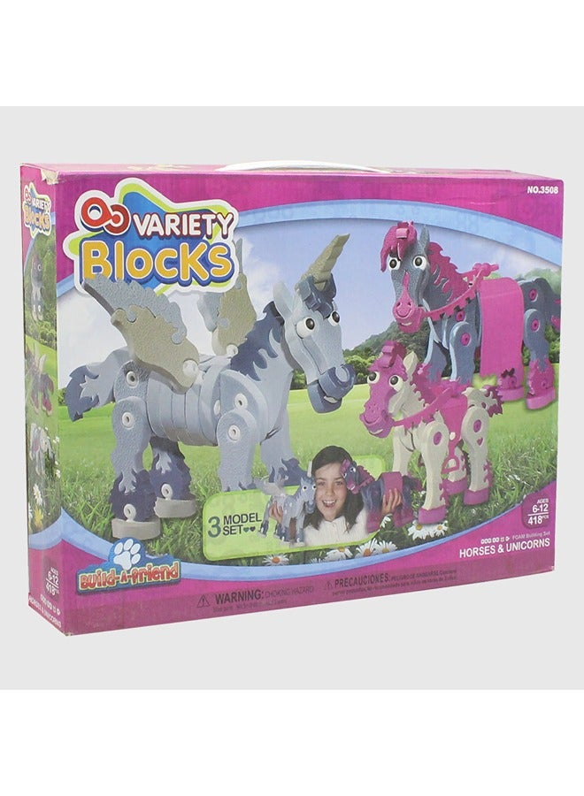 Variety Blocks Variety Blocks Building Set - Horses & Unicorns 418 Pcs  - Image 1