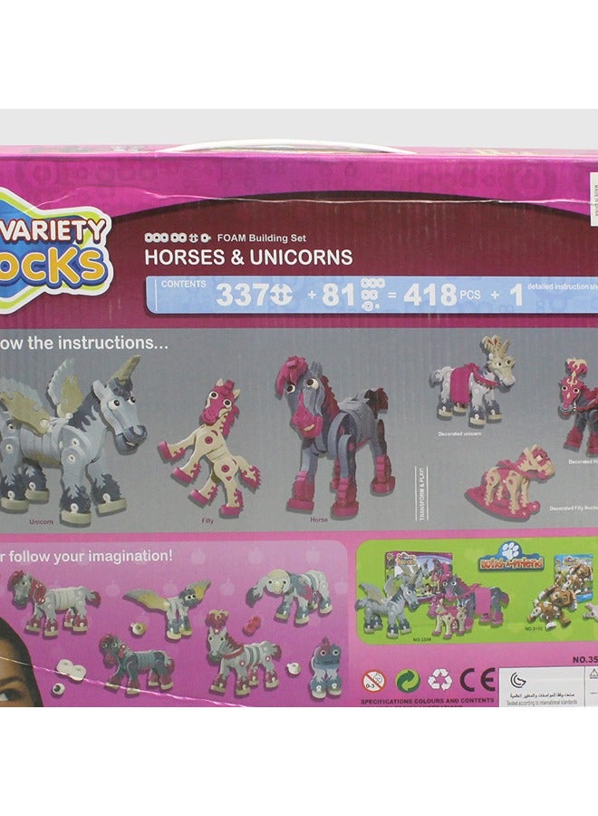 Variety Blocks Variety Blocks Building Set - Horses & Unicorns 418 Pcs  - Image 2