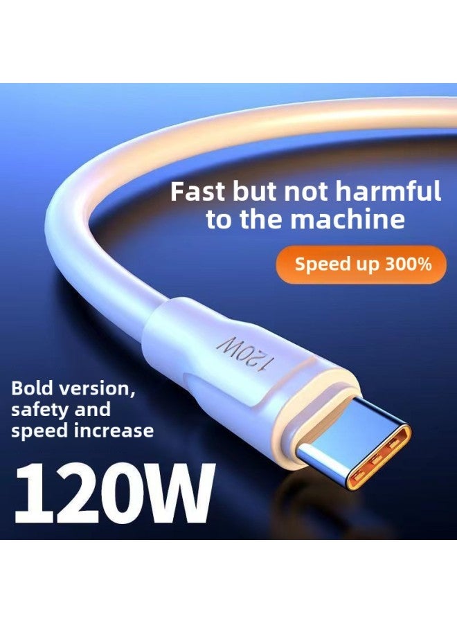 Bold 120W Charging Line Is Applicable To Huawei TypeC Data Line 6A Lengthened Vivo Super Flash Fast Charging Android Line-Color:3 Pack [typec Oblate Interface] - 0.3m [the Power Bank Has A Very Short Cable] - Image 2