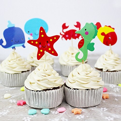 iMagitek 48 Pcs Ocean Sea Animal Cupcake Toppers for Under the Sea Theme Party and Kids Birthday Party - Image 5