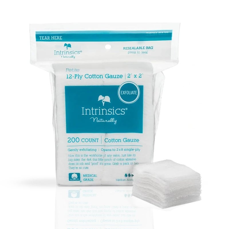 Intrinsics Petite Cotton 12Ply Gauze 2x2 MedEsthetic 100 Naturelle Cotton 200 Count