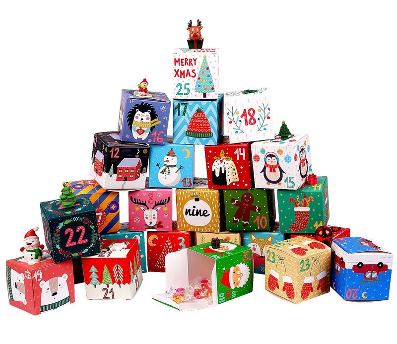 JWSCYSY 25 Pcs DIY Christmas Advent Calendar Boxes 2025 25 Days Advent Countdown Gift Boxes Christmas Cardboard Number Boxes for Kids and Family Xmas Holiday Decoration - Image 2