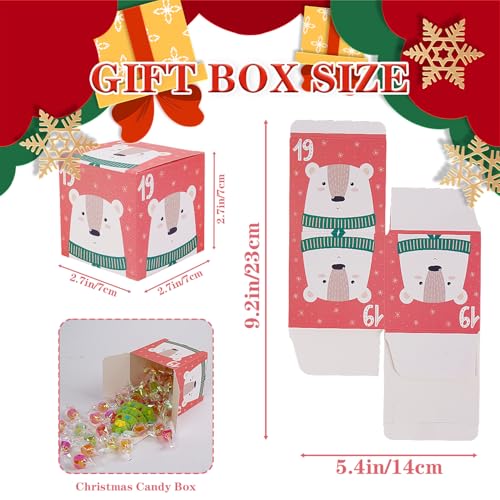 JWSCYSY 25 Pcs DIY Christmas Advent Calendar Boxes 2025 25 Days Advent Countdown Gift Boxes Christmas Cardboard Number Boxes for Kids and Family Xmas Holiday Decoration - Image 3