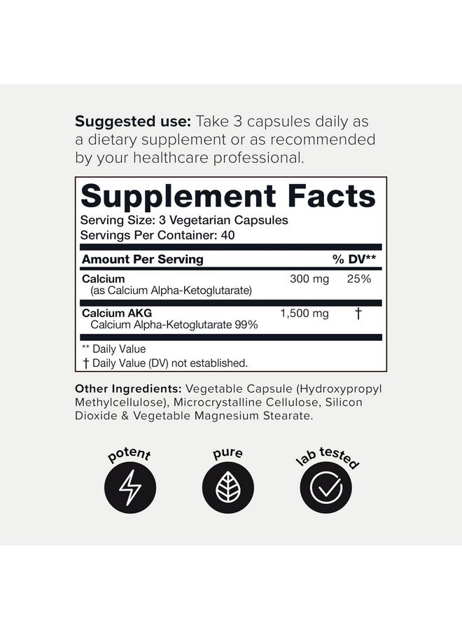 Toniiq 1800mg Ultra High Purity Ca AKG Supplement - 99%+ Highly Purified and Bioavailable Calcium Alpha-Ketoglutarate - Calcium AKG Longevity Supplement - 120 Ca-AKG Vegetarian Capsules - Image 2