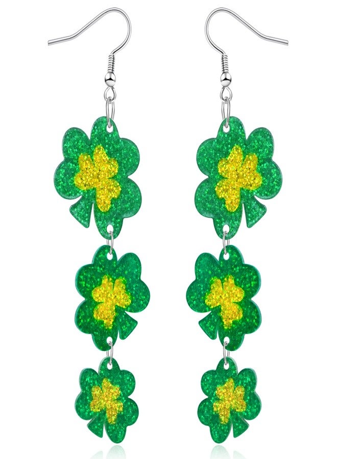 Mintolex St Patricks Day Earrings Shamrock Drop Dangle for Women Acrylic Clover Earrings Irish Jewelry Gift with Festive Green Design Saint Patricks Day Accessories, Small, Acrylic, No Gemstone - Image 1
