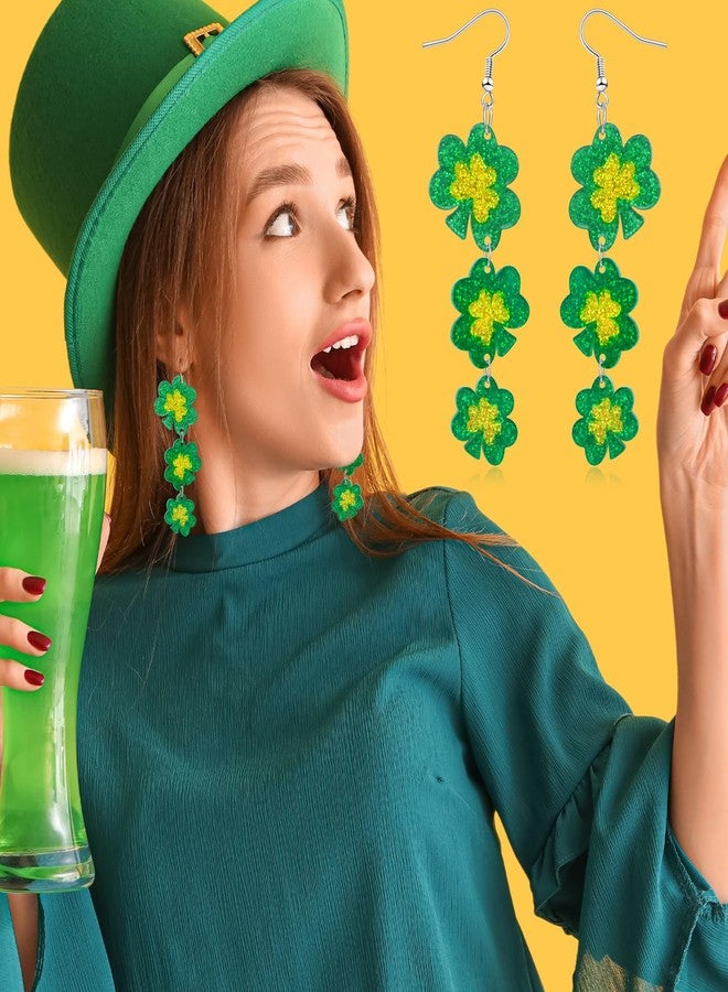 Mintolex St Patricks Day Earrings Shamrock Drop Dangle for Women Acrylic Clover Earrings Irish Jewelry Gift with Festive Green Design Saint Patricks Day Accessories, Small, Acrylic, No Gemstone - Image 3