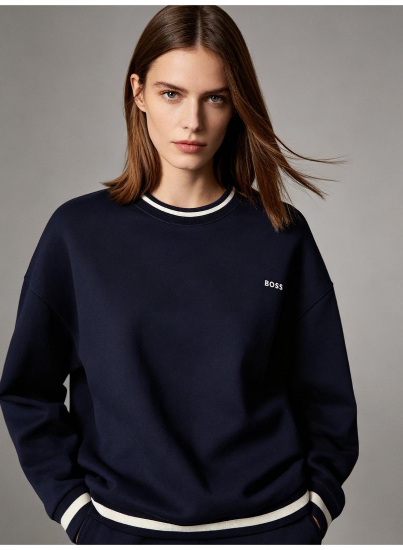 BOSS Men Crew Neck Long Sleeve Casual Sweatshirt Navy Blue - Image 2