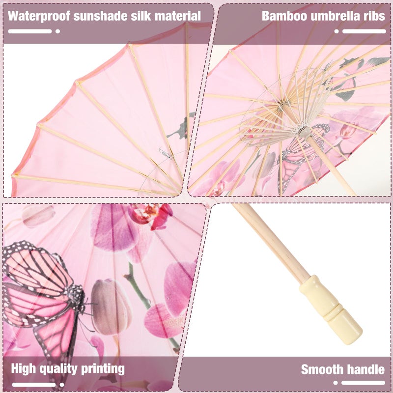 Shinylin 12 Pcs Chinese Oiled Paper Umbrella for Weddings 32 Inch Bamboo Silk Chinese Japanese Parasol Flower Art Dance Umbrella for Bridal Showers Favor Photography Costumes Props(White Blue,Elegant) - Image 4