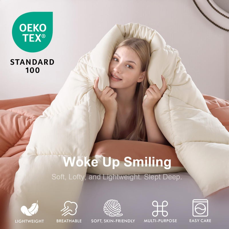 KASENTEX King Comforter Set â€“ Reversible Dual Color â€“ Goose Down Alternative â€“ Ultra-Soft, Lightweight, Machine Washable, Maintain Fluffiness, All Season Warmth (Rose/Beige) - Image 5