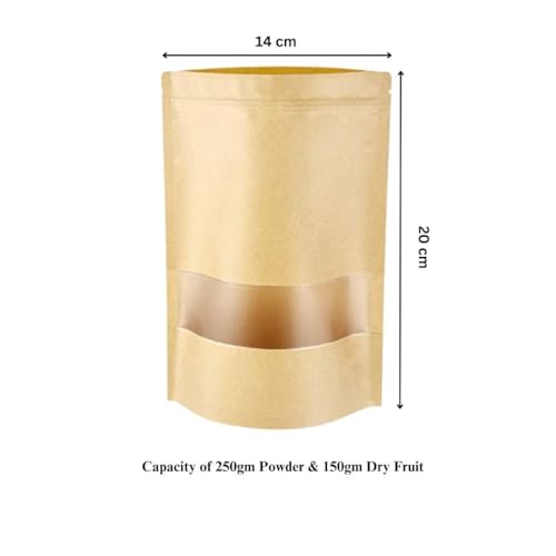 DEERA Brown Kraft Paper Ziplock Stand Up Pouch 140x200mm Pack of 50 - Image 5
