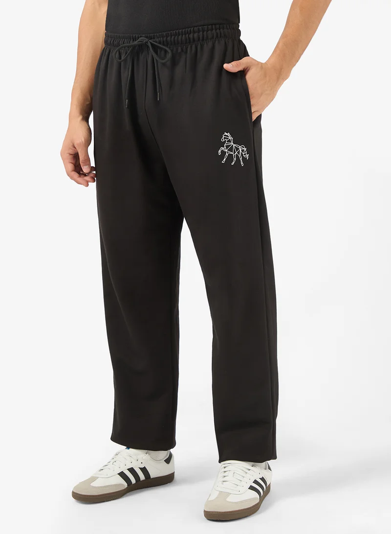 Graphic Print Elastic Hem Joggers