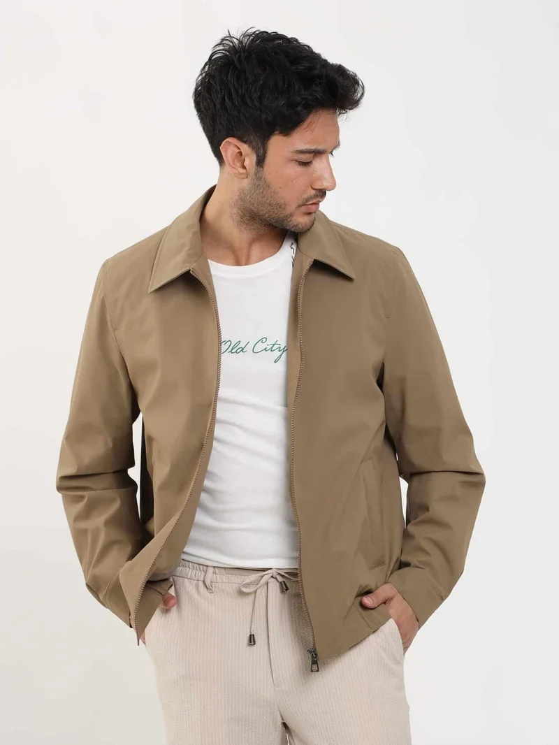 دوفي Mink Men's Regular Fit Plain Classic Collar Bomber Coat - 104399