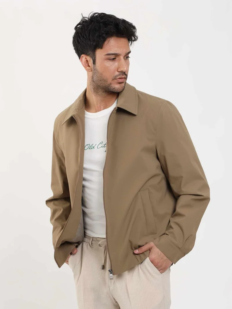 دوفي Mink Men's Regular Fit Plain Classic Collar Bomber Coat - 104399