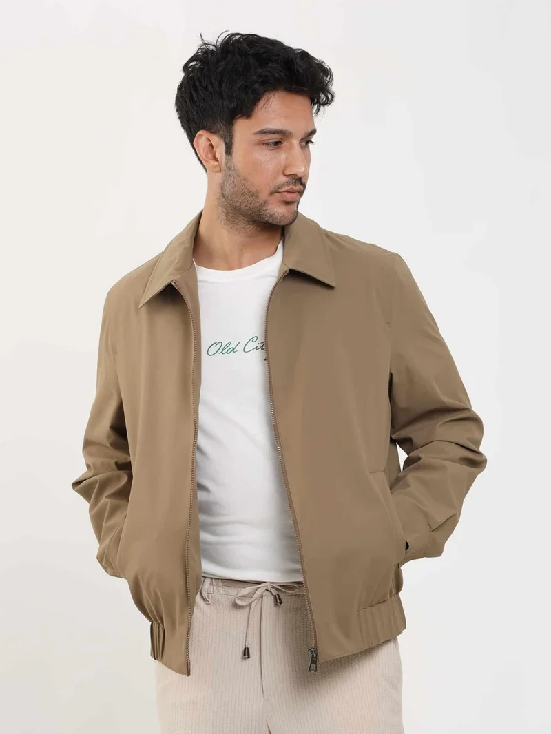 دوفي Mink Men's Regular Fit Plain Classic Collar Bomber Coat - 104399