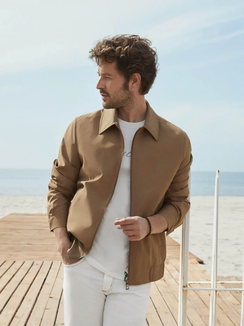 دوفي Mink Men's Regular Fit Plain Classic Collar Bomber Coat - 104399