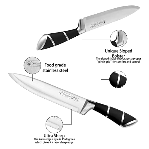 RETROSOHOO Kitchen Knife Set, Retrosohoo 9-Pieces Black Sharp Non-Stick Coated Chef Knives Block Set,Stainless Steel Knife Set for Kitchen with Sharpener for Cutting Slicing Dicing Chopping (Black) - Image 5