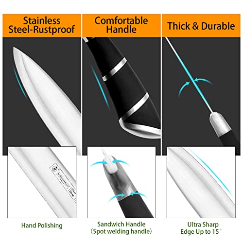 RETROSOHOO Kitchen Knife Set, Retrosohoo 9-Pieces Black Sharp Non-Stick Coated Chef Knives Block Set,Stainless Steel Knife Set for Kitchen with Sharpener for Cutting Slicing Dicing Chopping (Black) - Image 2