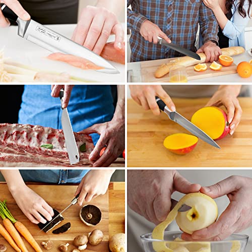 RETROSOHOO Kitchen Knife Set, Retrosohoo 9-Pieces Black Sharp Non-Stick Coated Chef Knives Block Set,Stainless Steel Knife Set for Kitchen with Sharpener for Cutting Slicing Dicing Chopping (Black) - Image 3