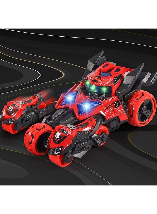 PLUSPOINT دراجة سباق معدنية بلس بوينت 3 في 1 مع قاذف ضوء موسيقى ألعاب سيارات سباق للأطفال هدايا عيد ميلاد للأولاد الصغار (قاذف - أحمر) - Image 4