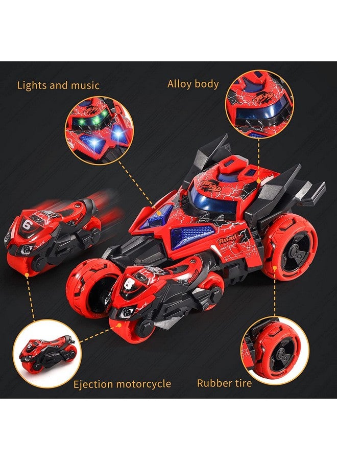PLUSPOINT دراجة سباق معدنية بلس بوينت 3 في 1 مع قاذف ضوء موسيقى ألعاب سيارات سباق للأطفال هدايا عيد ميلاد للأولاد الصغار (قاذف - أحمر) - Image 5