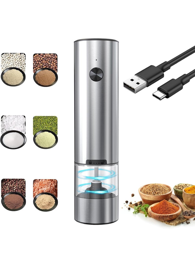 Xoopla Electric Pepper Grinder, Rechargeable Automatic Salt & Pepper Mill with Ceramic Grind, Adjustable Coarseness, LED Lights - for Kitchen  - Image 1