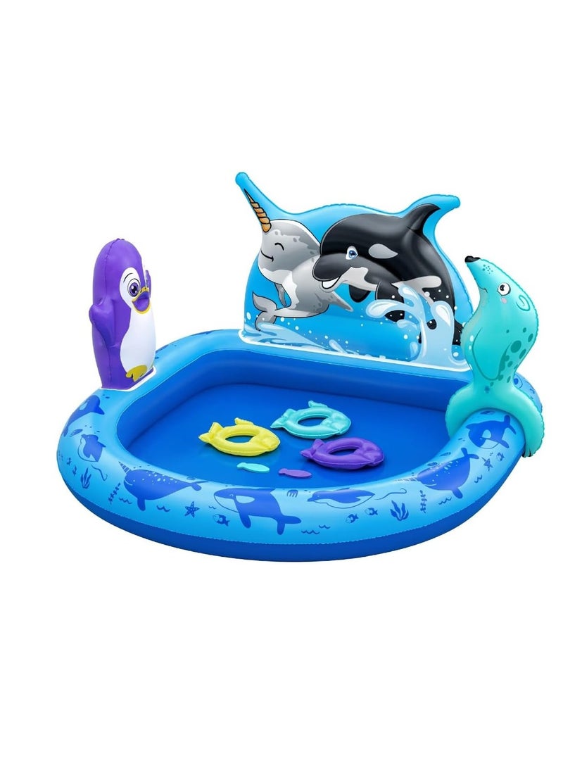 Bestway Playcenter Polar Pals 34X131X73cm, Outdoor & Indoor Relaxation & Play, Playful Arctic Theme, Inflatable Penguin & Foam Fish Toys, Easy-to-use - Image 1