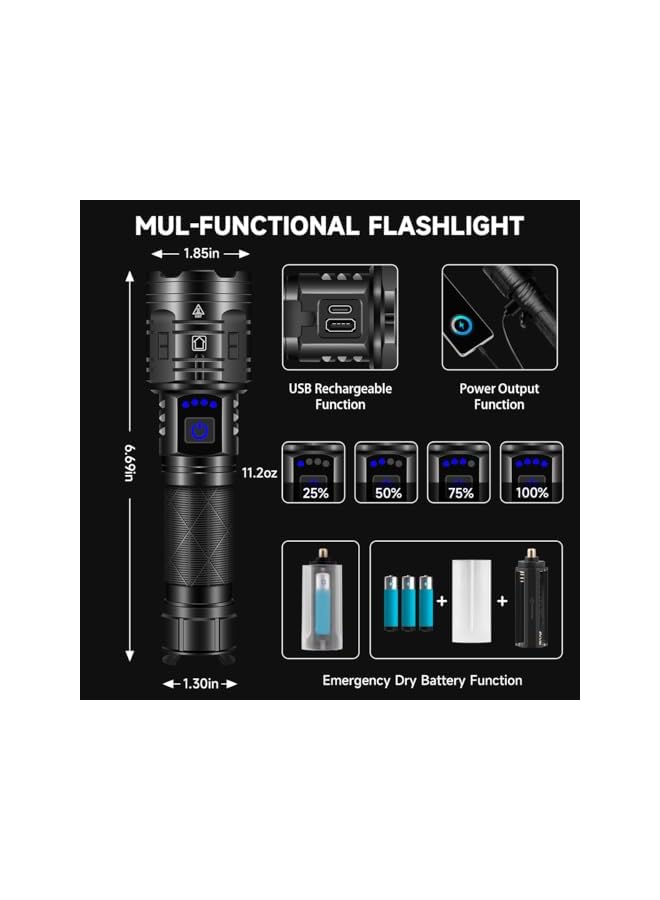 PROMASS Rechargeable Flashlights High Lumens, 990000LM Powerful Tactical Flashlights, 5 Modes LED Flashlight Adjustable, Brightest Flashlight Waterproof, Handheld Flash Light for Emergencies, Camping, Hiking  - Image 5