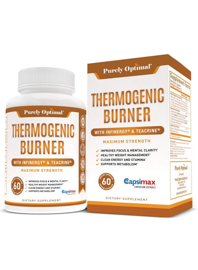 Purely Optimal Premium Thermogenic Diet Pills Weight Management Support Clean Energy Enhanced Focus & Healthy Metabolism Nootropic Supplement With Lcarnitine Teacrine Capsimax 60 Veggie Capsules - Image 1