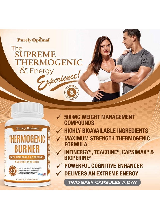 Purely Optimal Premium Thermogenic Diet Pills Weight Management Support Clean Energy Enhanced Focus & Healthy Metabolism Nootropic Supplement With Lcarnitine Teacrine Capsimax 60 Veggie Capsules - Image 5