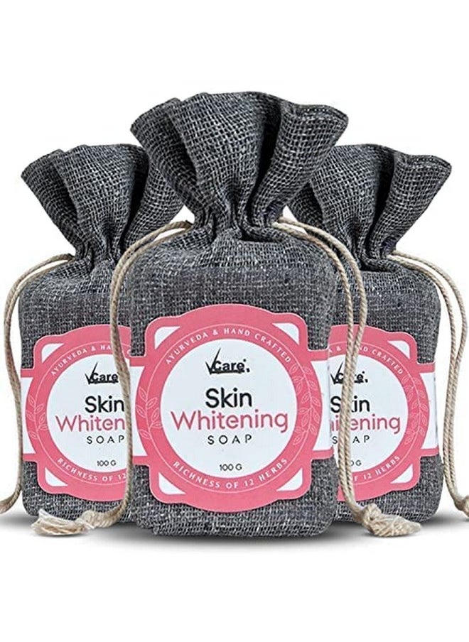 VCare Skin Whitening Soap With Richness Of 12 Active Ingredients,100 Gm (Pack Of 3)-Exfoliates The Skin Impurities & Improves The Skin Tone For Both Men And Women  - Image 1