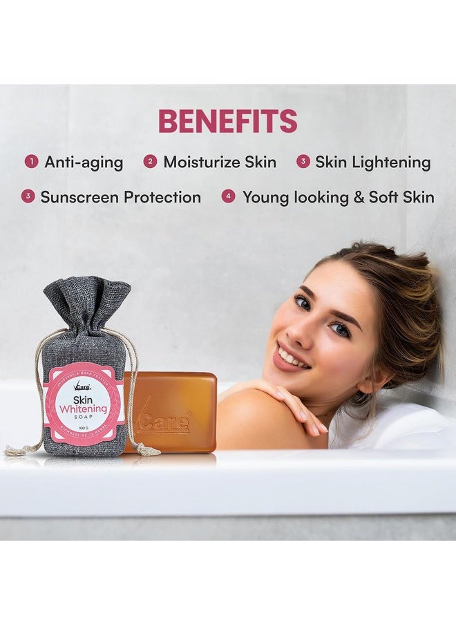 VCare Skin Whitening Soap With Richness Of 12 Active Ingredients,100 Gm (Pack Of 3)-Exfoliates The Skin Impurities & Improves The Skin Tone For Both Men And Women  - Image 5