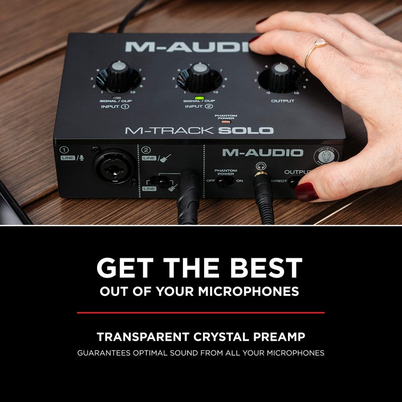 M-AUDIO M-Track Solo USB Audio Interface for Recording, Streaming and Podcasting with XLR, Line and DI Inputs, Plus a Software Suite Included - Image 5