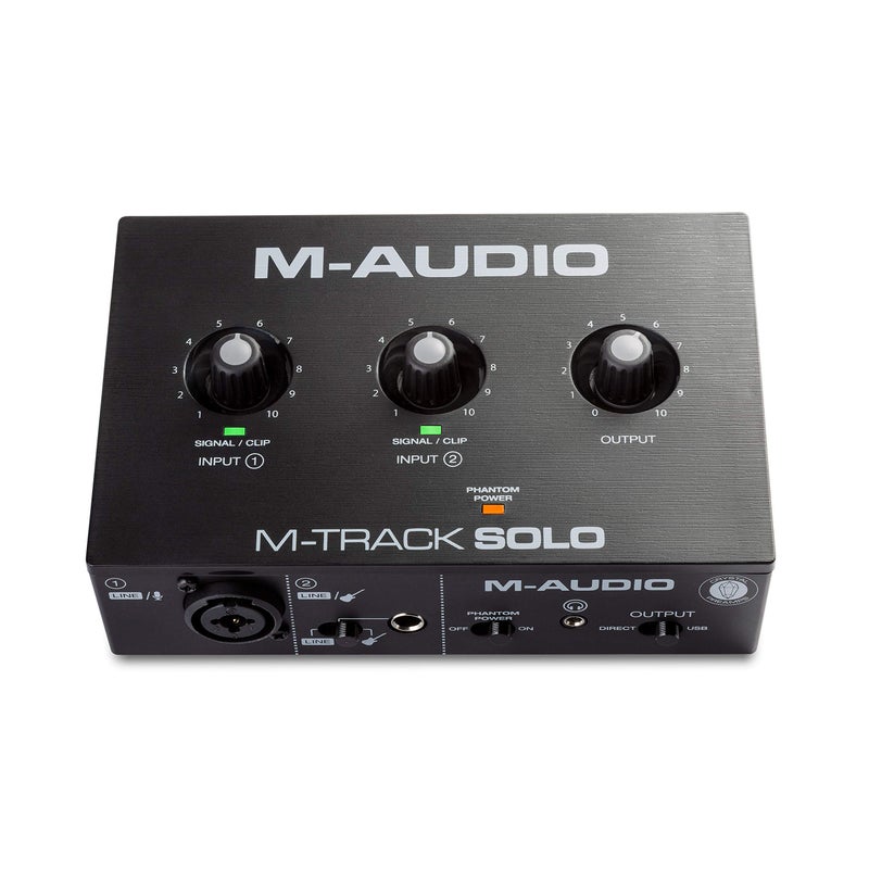 M-AUDIO M-Track Solo USB Audio Interface for Recording, Streaming and Podcasting with XLR, Line and DI Inputs, Plus a Software Suite Included - Image 1