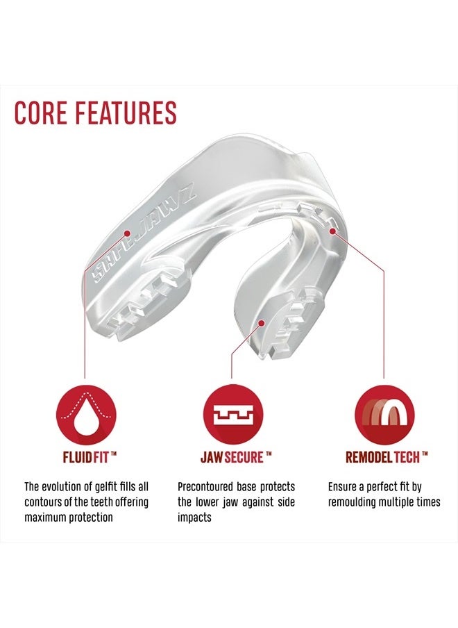 SAFEJAWZ Mouthguard Slim Fit, Adults and Junior Mouth Guard with Case for Boxing, Basketball, Lacrosse, Football, MMA, Martial Arts, Hockey and All Contact Sports (Transparent, Adult)  - Image 2