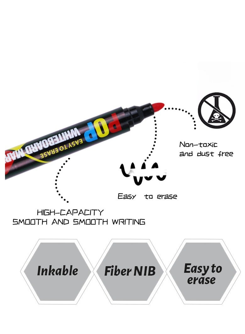 Whiteboard Markers for Kids – 12-Pack Colorful Dry Erase Pens, Low-Odor, Refillable, Smooth Writing for Drawing, Learning, School & Home Use - Image 4