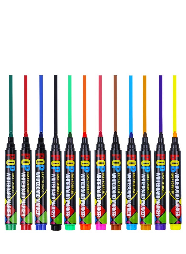 Whiteboard Markers for Kids – 12-Pack Colorful Dry Erase Pens, Low-Odor, Refillable, Smooth Writing for Drawing, Learning, School & Home Use - Image 2