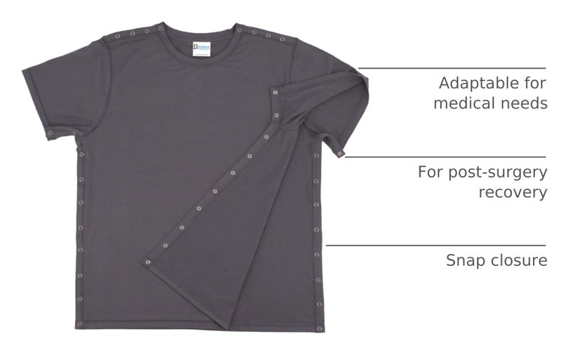 RENOVA MEDICAL WEAR Post Shoulder Surgery Shirt - Men's - Women's - Unisex Sizing Grey - Image 4