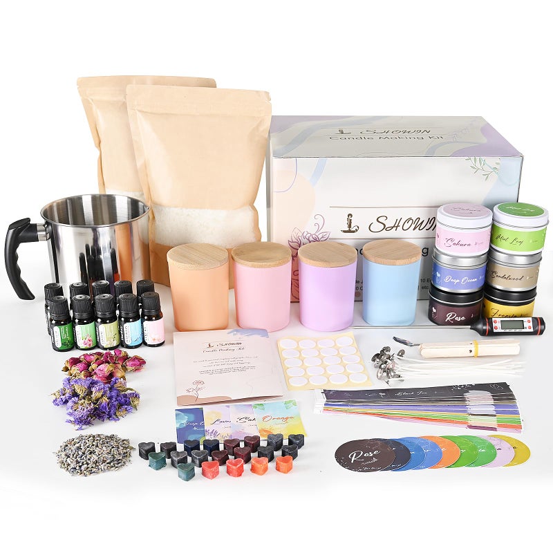 SHOWIN Candle Making Kit, DIY Candle Making Supplies for Adults, Starter Soy Wax Candle Kit with Candle Jars & Tins, Scented Home Decoration - Image 1