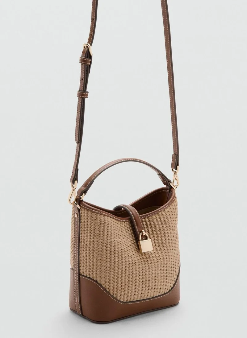 مانجو Contrasting canvas bucket bag